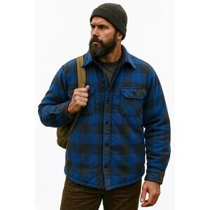 Vintage Sears Plaid Flannel Shirt Jacket XL Quilted Outdoor Workwear